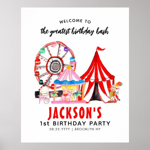 Cute Carnival Circus Festival Show Kid Birthday Poster