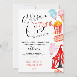 Cute carnival circus kid party invitation