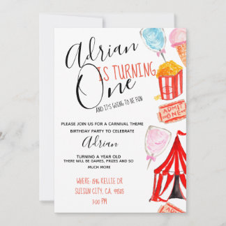 Cute carnival circus kid party invitation