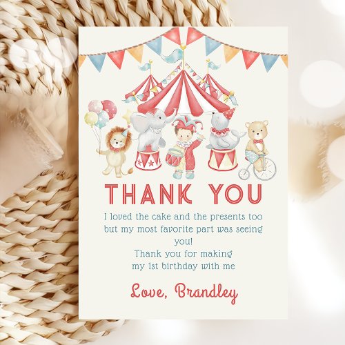 Cute Carnival Circus Show Birthday Thank You Card