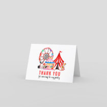 Cute Carnival Circus Show Clowns Balloons Birthday Thank You Card