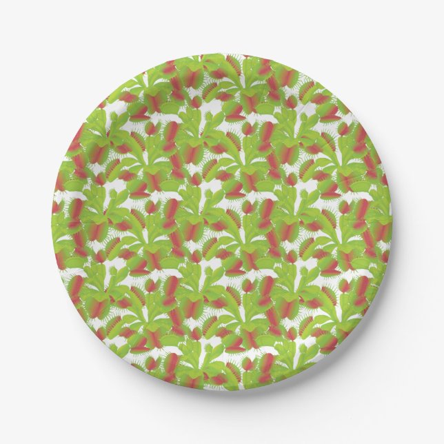 Cute Carnivorous Venus Flytraps Paper Plates (Front)