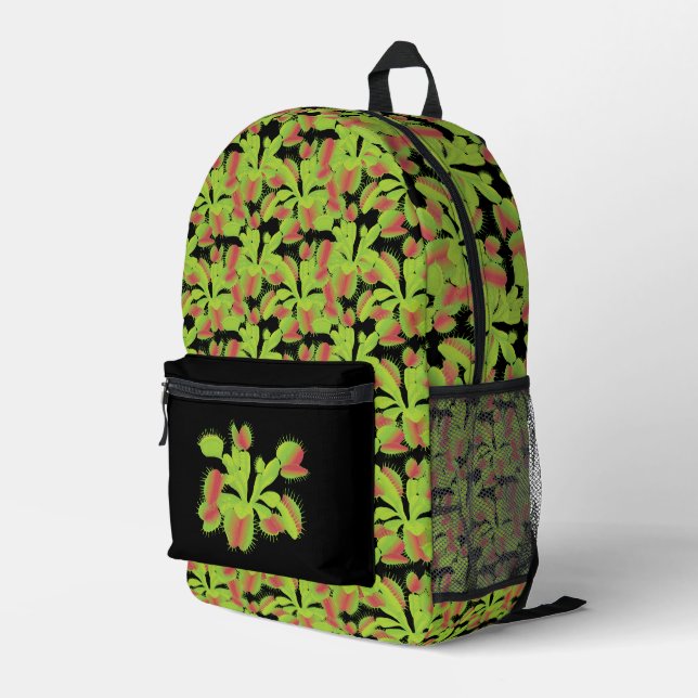 Cute Carnivorous Venus Flytraps Printed Backpack (Back Corner Right)