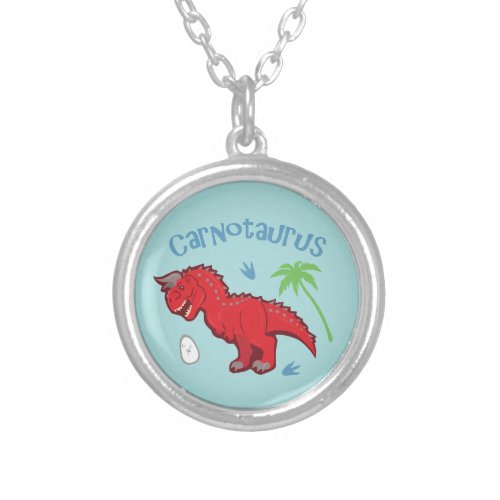Cute Carnotaurus Silver Plated Necklace