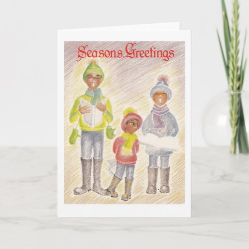 cute carol singers holiday card