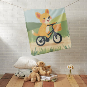 Cute Carolina Dog Puppy Bicycle Pastel Baby Blanket