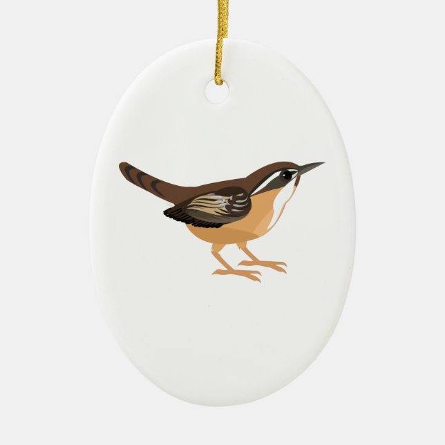 Cute Carolina Wren Ceramic Ornament (Front)