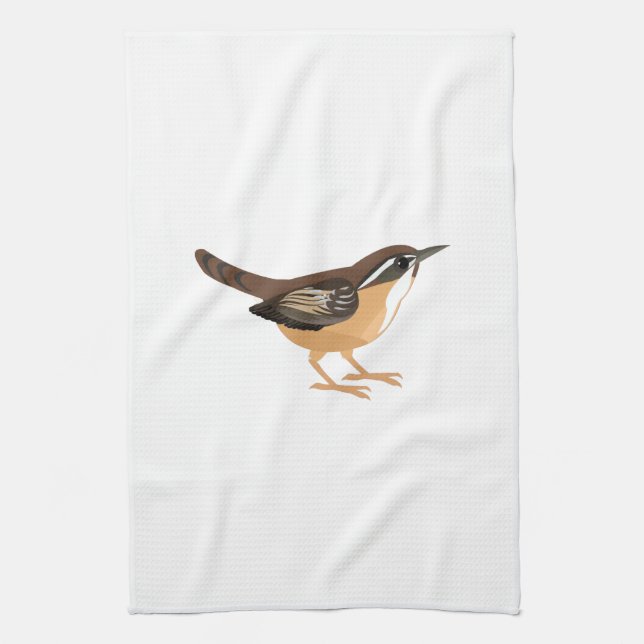 Cute Carolina Wren Kitchen Towel (Vertical)