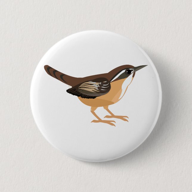 Cute Carolina Wren Pinback Button (Front)