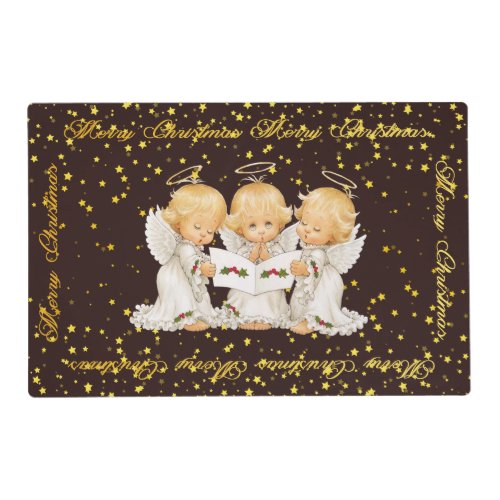 Cute Caroling Angels Laminated Placemats