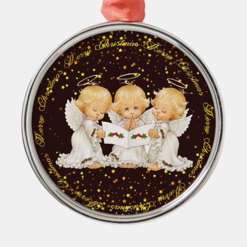 Cute Caroling Angels Premium Ceramic Ornament