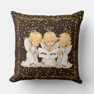 Cute Caroling Angels Throw Pillow