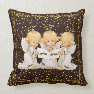 Cute Caroling Angels Throw Pillow