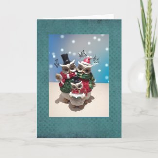Cute Caroling Owles Card
