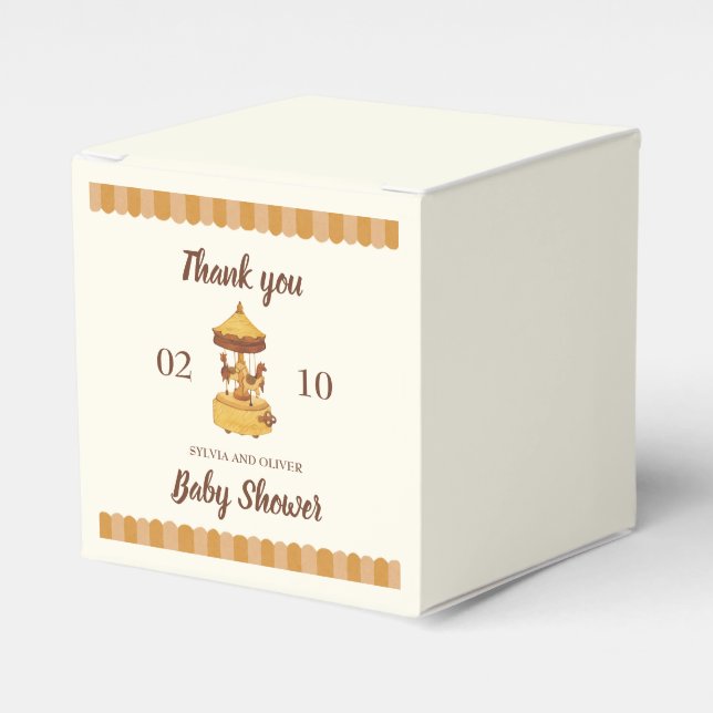 Cute carousel gender neutral baby shower  favor boxes (Front Side)