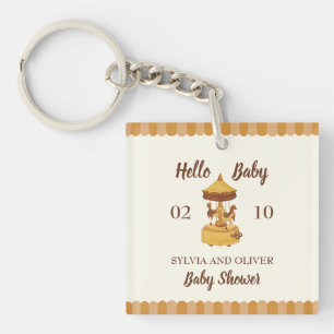Cute carousel gender neutral baby shower favors  keychain