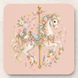 Cute Carousel Horse Vintage Art Beverage Coaster