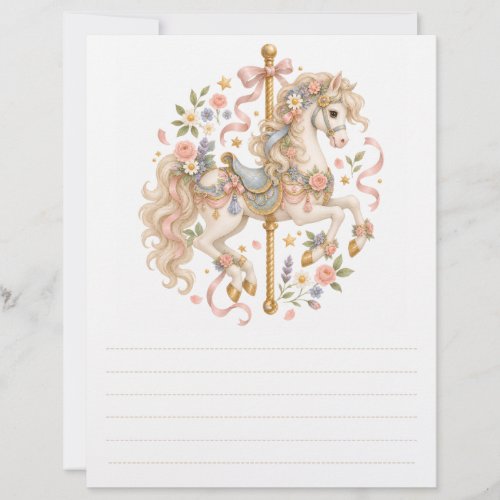 Cute Carousel Horse Vintage Art Letterhead