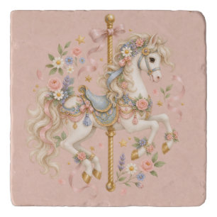 Cute Carousel Horse Vintage Art Trivet