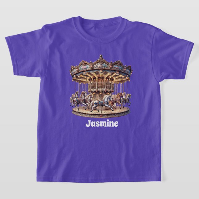 Cute carousel lovers add name T-Shirt (Laydown)