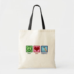Cute Carpenter Company Peace Love Carpentry Tote Bag