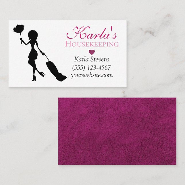 Cute Carpet Design Maid House Cleaning Services Business Card (Front/Back)
