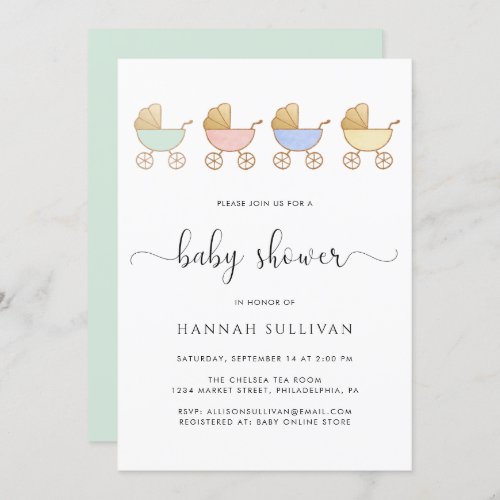 Cute Carriages Baby Shower Invitation