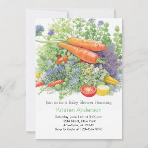 Cute Carrot and Tomato Baby Shower Invitation