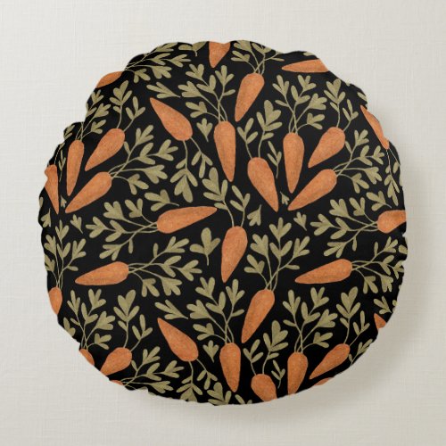 Cute Carrot Hand Drawn Pattern Round Pillow