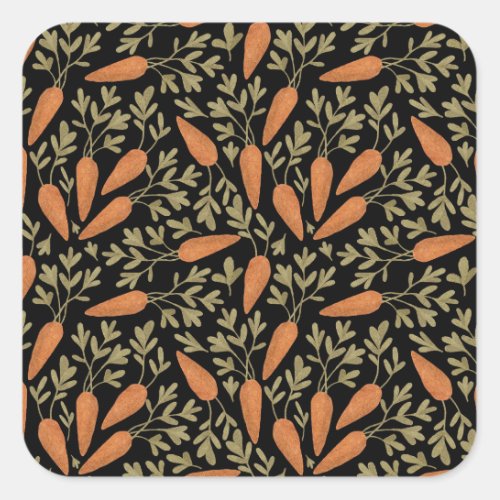 Cute Carrot Hand Drawn Pattern Square Sticker