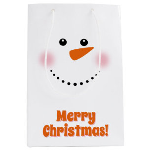 Cute Carrot Nose Snowman Medium Gift Bag