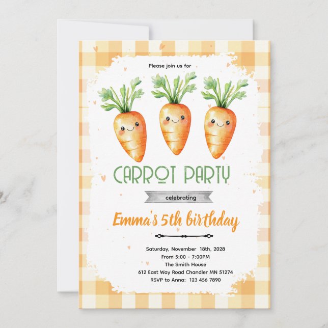 Cute carrot party invitation (Front)