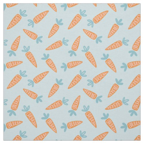 Cute Carrots on light blue Fabric