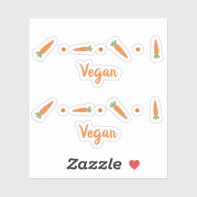 Cute Carrots Vegetables Drawing Vegan Custom Name Sticker (Sheet)