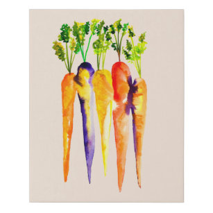 Cute carrots watercolor art faux canvas print