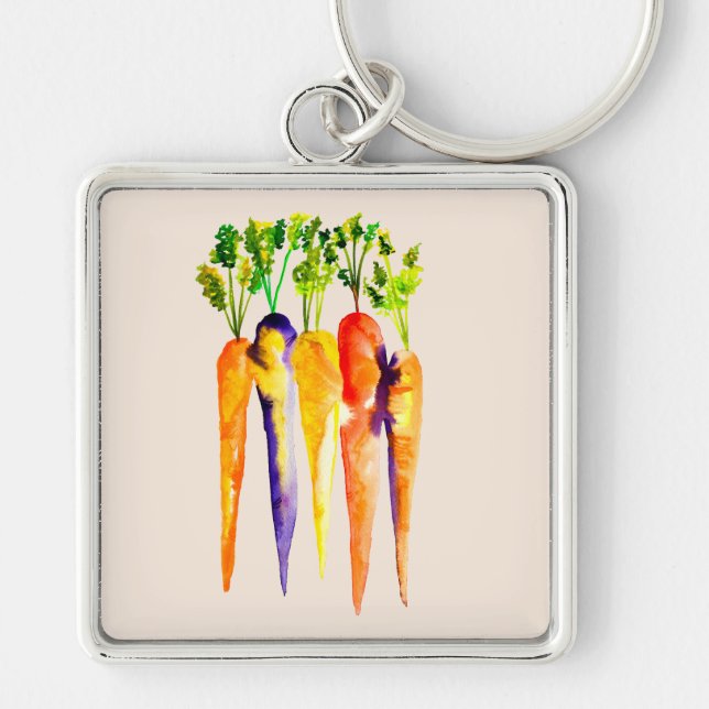 Cute carrots watercolor art keychain (Front)
