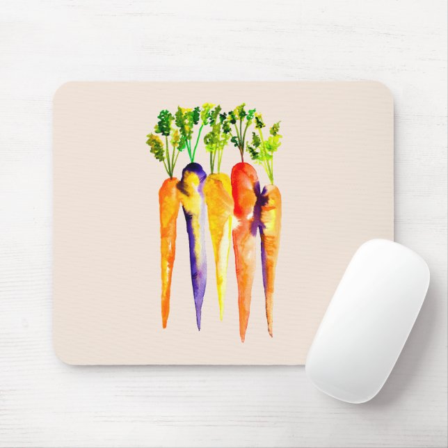 Cute carrots watercolor art mouse pad (With Mouse)