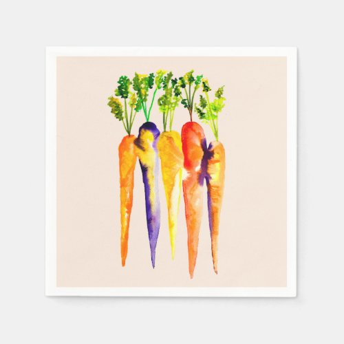 Cute carrots watercolor art napkins