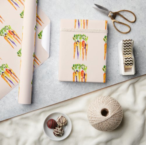 Cute carrots watercolor art wrapping paper