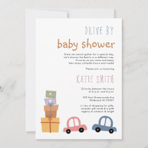 Cute Cars and Gifts Drive by Baby Shower Invitation