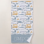 Cute Cars in Traffic Pattern Beach Towel