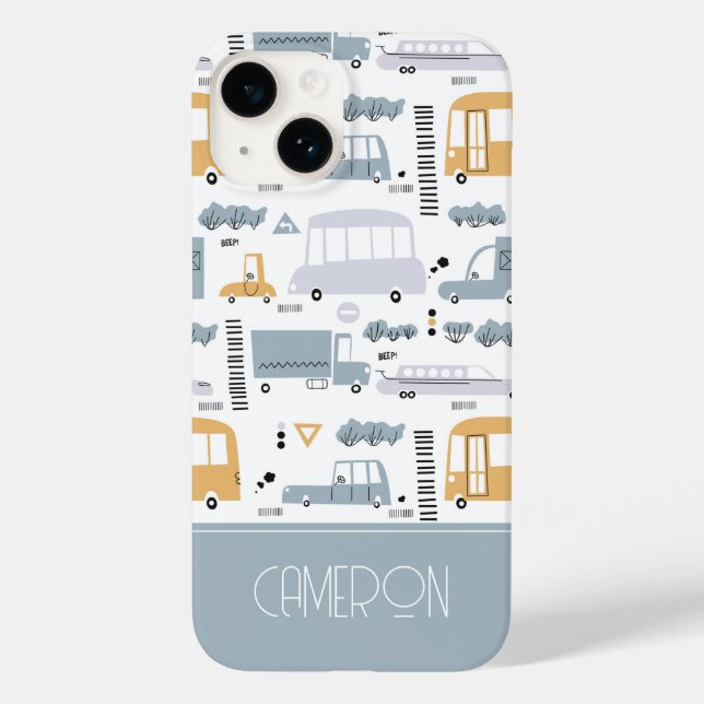 Cute Cars in Traffic Pattern Case-Mate iPhone Case (Back)