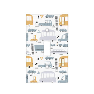 Cute Cars in Traffic Pattern Light Switch Cover
