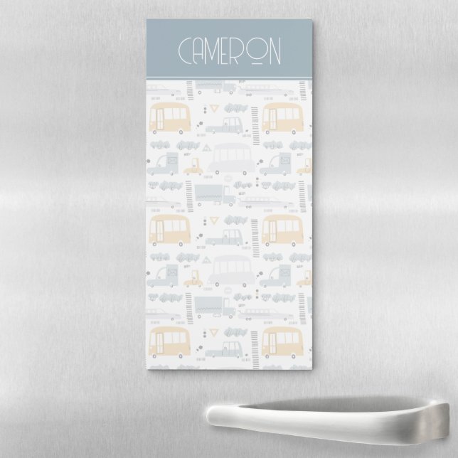 Cute Cars in Traffic Pattern Magnetic Notepad (In Situ)