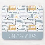 Cute Cars in Traffic Pattern Mouse Pad
