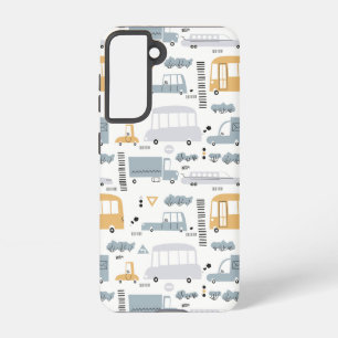 Cute Cars in Traffic Pattern Samsung Galaxy S21 Case