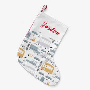 Cute Cars in Traffic Pattern Small Christmas Stocking