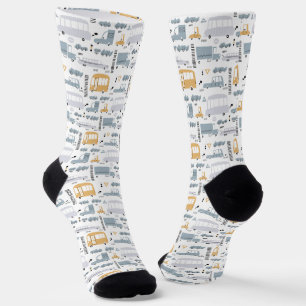 Cute Cars in Traffic Pattern Socks