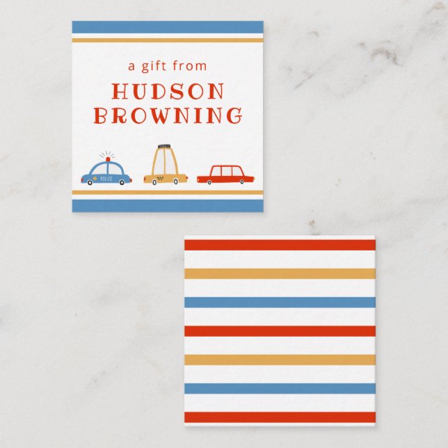 Cute Cars Personalized Gift Enclosure Cards (Front/Back)