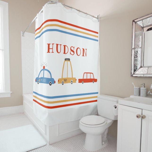 Cute Cars Personalized Shower Curtain (In Situ)